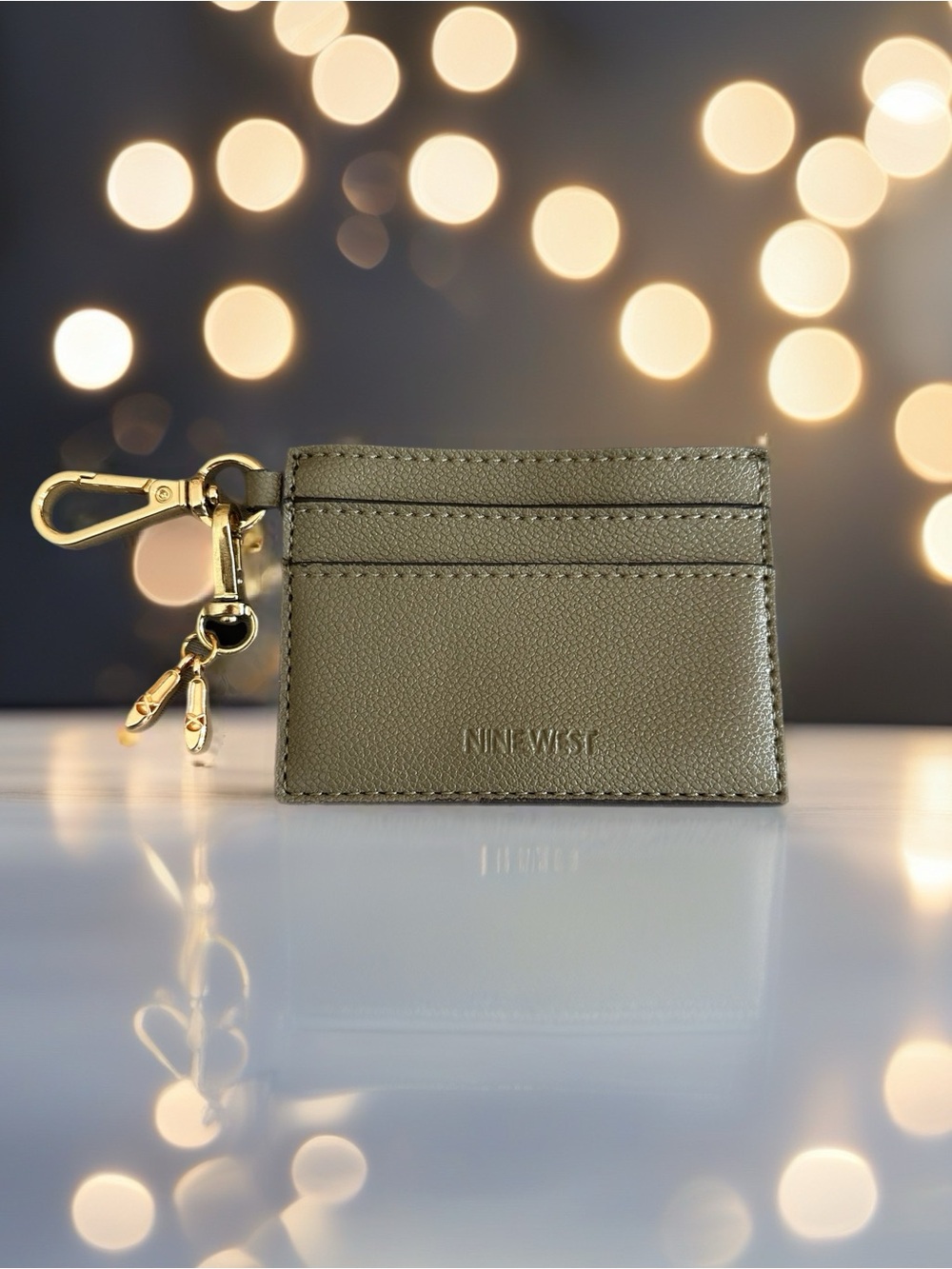 Nine West Olive Card Holder with Gold Key Clip